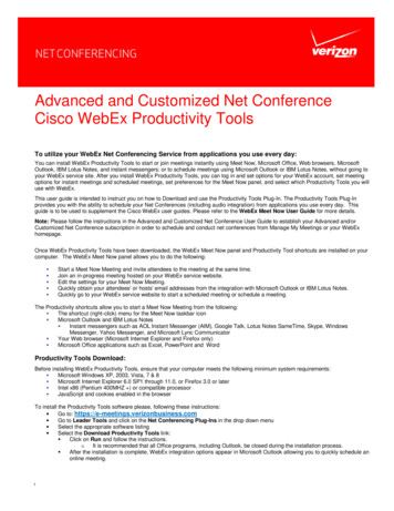 Advanced And Customized Net Conference Cisco WebEx Productivity Tools