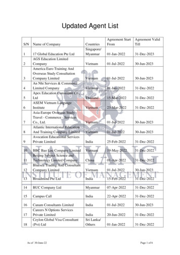 Updated Agent List - Nanyang.edu.sg