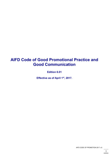 AIFD Code Of Good Promotional Practice And Good Communication - EFPIA