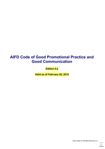 AIFD Code Of Good Promotional Practice And Good Communication - IFPMA