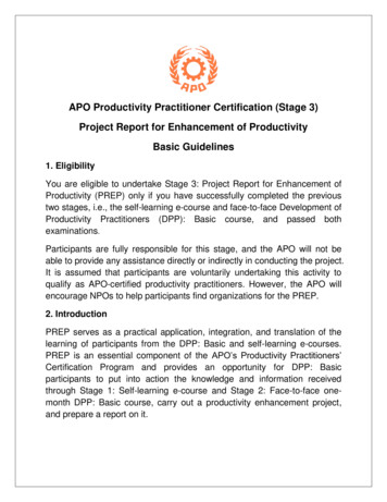 APO Productivity Practitioner Certification (Stage 3) Project Report .