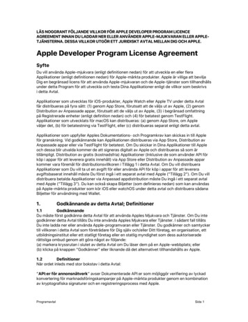 Apple Developer Program License Agreement (Swedish)