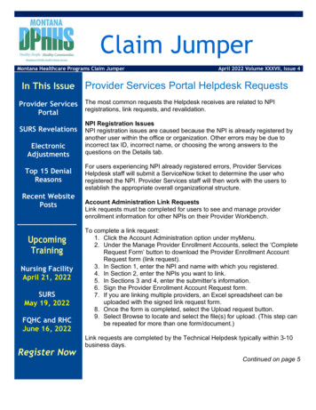 April 2022 Claim Jumper Newsletter - Montana