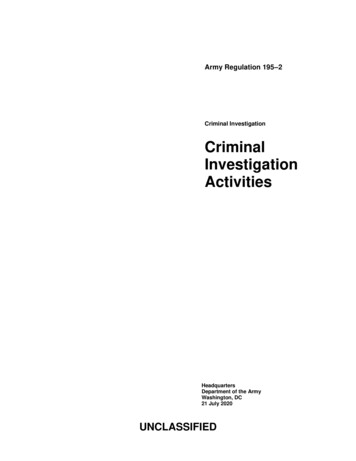 Criminal Investigation Criminal Investigation Activities