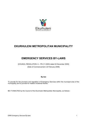 EMERGENCY SERVICES BY LAWS - Ekurhuleni