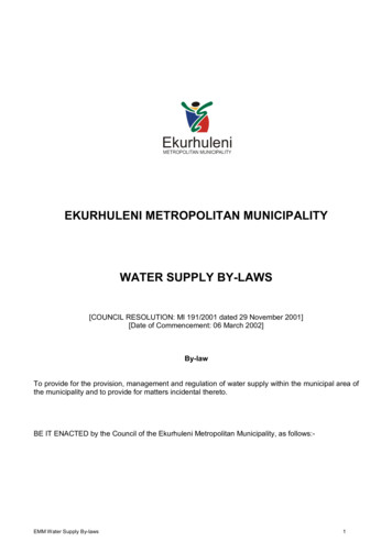 WATER SUPPLY BY LAWS - Ekurhuleni