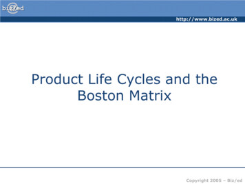 Product Life Cycles And The Boston Matrix - Masaryk University