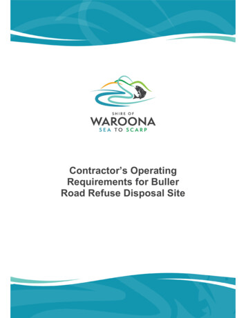 Contractor's Operating Requirements For Buller . - Shire Of Waroona