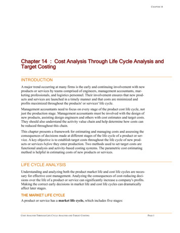 Chapter 14 : Cost Analysis Through Life Cycle Analysis And Target Costing