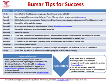 Bursar Tips For Success - Bsu.edu