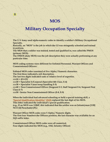 MOS Military Occupation Specialty - Ed Thelen