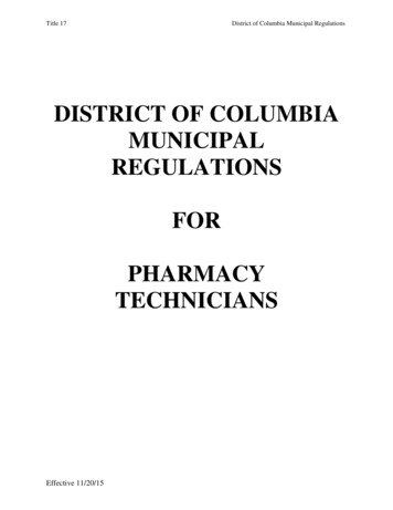 District Of Columbia Municipal Regulations For Pharmacy Technicians