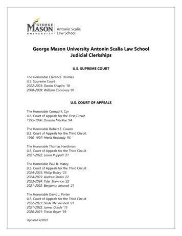Antonin Scalia Law School Judicial Clerkships (Updated 04/2022)
