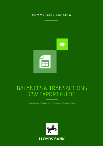 BALANCES & TRANSACTIONS CSV EXPORT GUIDE - Lloyds Bank