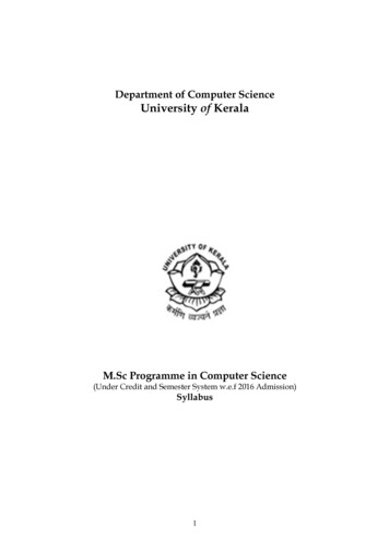 Department Of Computer Science University Of Kerala