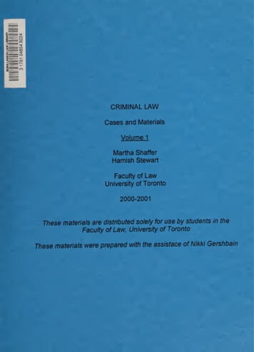 Criminal Law : Cases And Materials