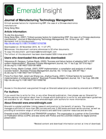 Journal Of Manufacturing Technology Management - UFPE