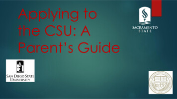 Applying To The CSU: A Parent's Guide - Woodbridge High School