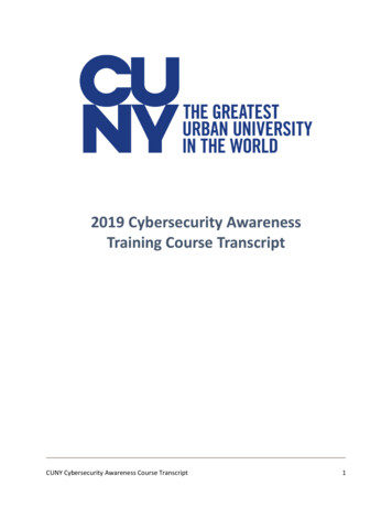 2019 Cybersecurity Awareness Training Course Transcript