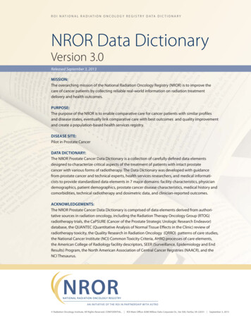 ROI NATIONAL RADIATION ONCOLOGY REGISTRY DATA DICTIONARY NROR Data .