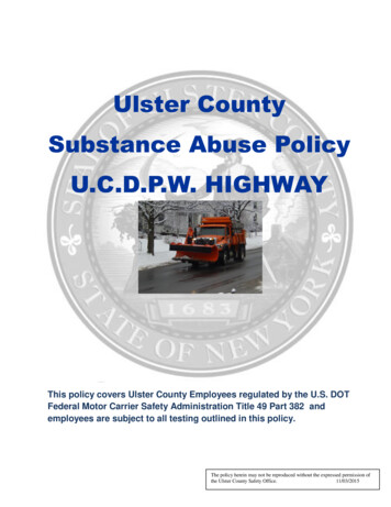 Ulster County Substance Abuse Policy U.C.D.P.W. HIGHWAY