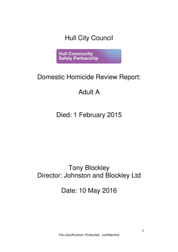 Domestic Homicide Review - Adult A - Hull