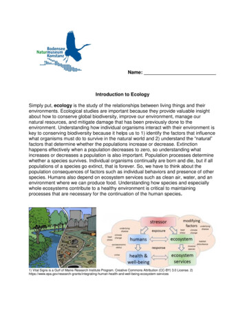 Name: Introduction To Ecology Ecology - Konstanz