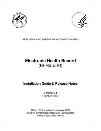 Electronic Health Record (RPMS-EHR) - Indian Health Service