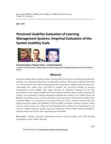 Perceived Usability Evaluation Of Learning Management Systems .