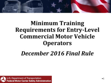 Minimum Training Requirements For Entry-Level Commercial Motor Vehicle .