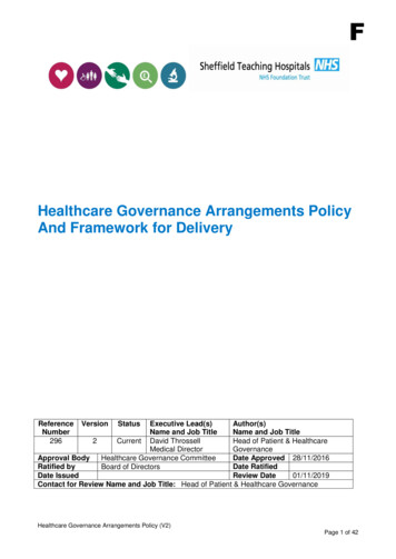 Healthcare Governance Arrangements Policy And Framework For Delivery