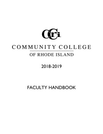 2018-2019 FACULTY HANDBOOK - Community College Of Rhode Island