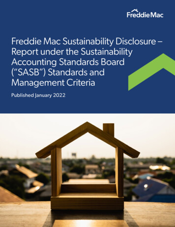 Freddie Mac Sustainability Disclosure - Report Under The Sustainability .