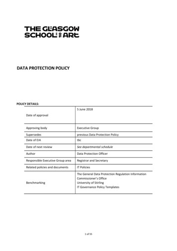 DATA PROTECTION POLICY - Glasgow School Of Art