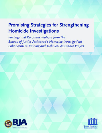 Promising Strategies For Strengthening Homicide Investigations