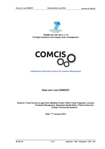 THEME [GC.SST.2011.7.11] E-freight Solutions And Supply Chain . - COMCIS