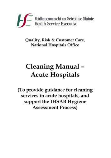 Cleaning Manual - Acute Hospitals - Health Service Executive