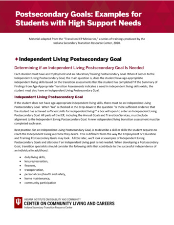 Postsecondary Goals For Students With High Support Needs