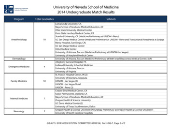University Of Nevada School Of Medicine 2014 Undergraduate Match . - NSHE