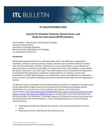 ITL Bulletin March 2020, Security For Enterprise Telework, Remote .