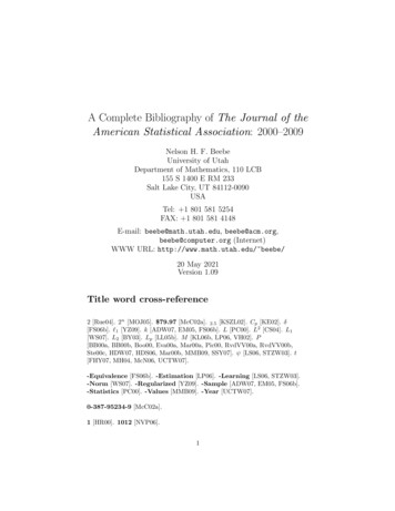 A Complete Bibliography Of The Journal Of The American Statistical .