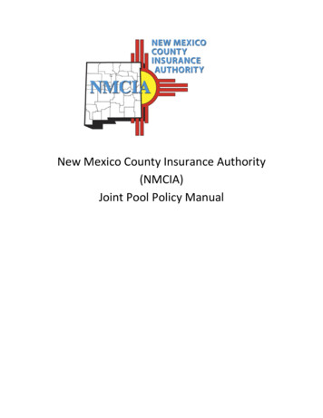 New Mexico County Insurance Authority (NMCIA) Joint Pool . - NM Counties