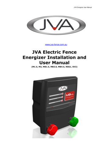 JVA Electric Fence Energizer Installation And User Manual