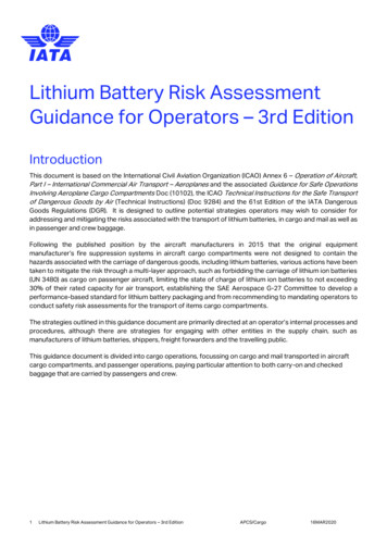 Lithium Battery Risk Assessment Guidance For Operators - IATA