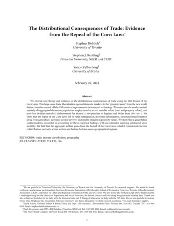 The Distributional Consequences Of Trade: Evidence From The Repeal Of .
