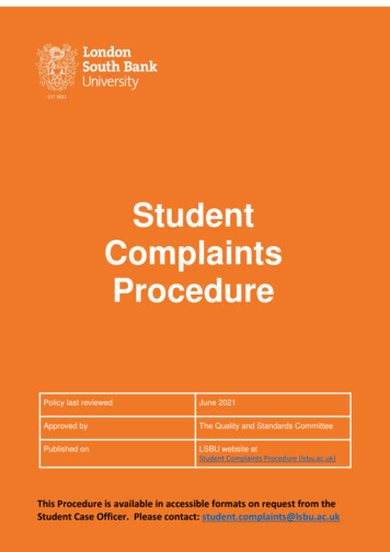 Student Complaints Procedure - London South Bank University