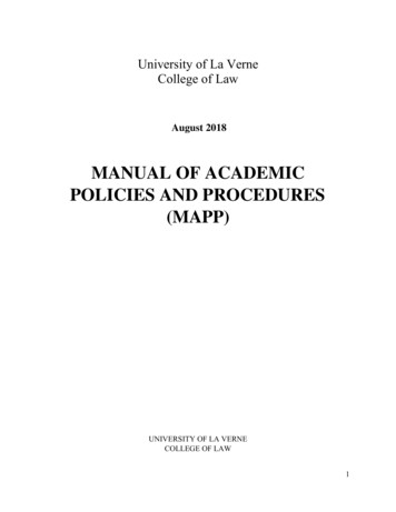 MANUAL OF ACADEMIC POLICIES AND PROCEDURES (MAPP) - University Of La Verne