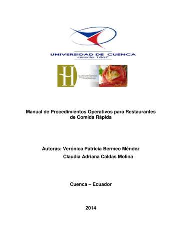 Manual De Procedimientos Operativos Para Restaurantes De Comida Rápida .