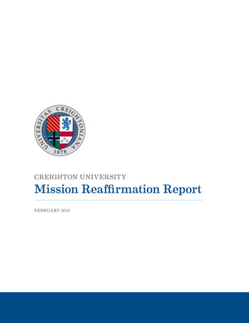 CREIGHTON UNIVERSITY Mission Reaffirmation Report