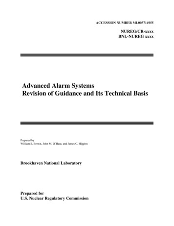DRAFT-Advanced Alarm Systems: Revision Of Guidance And Its Technical Basis